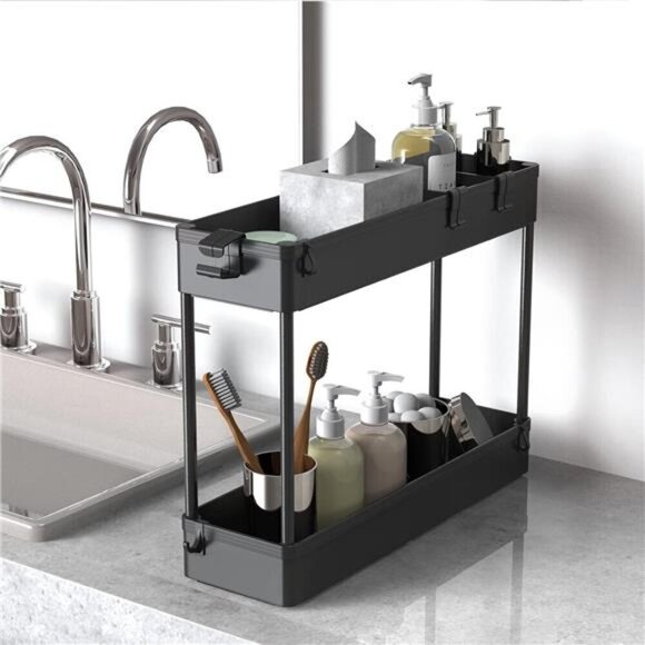 Slim Rolling Storage Cart 4 Tier Organizer for Bathroom Kitchen Laundry Office - Picture 3 of 7